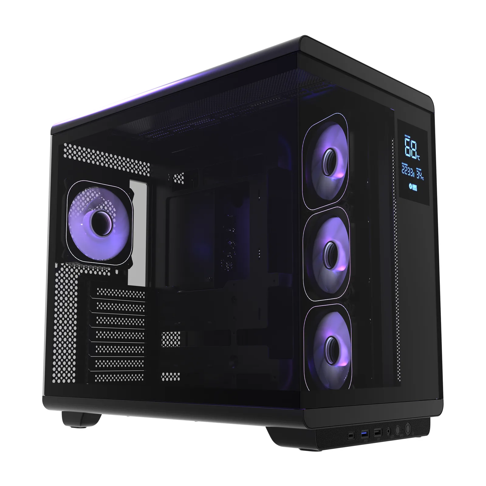 HC710 1200W 80+ Gold ARGB Akvaryum ATX Mid Tower Siyah 8